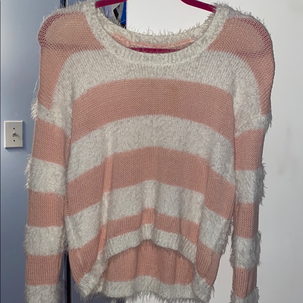 Billabong Pink and White Striped Sweater size S